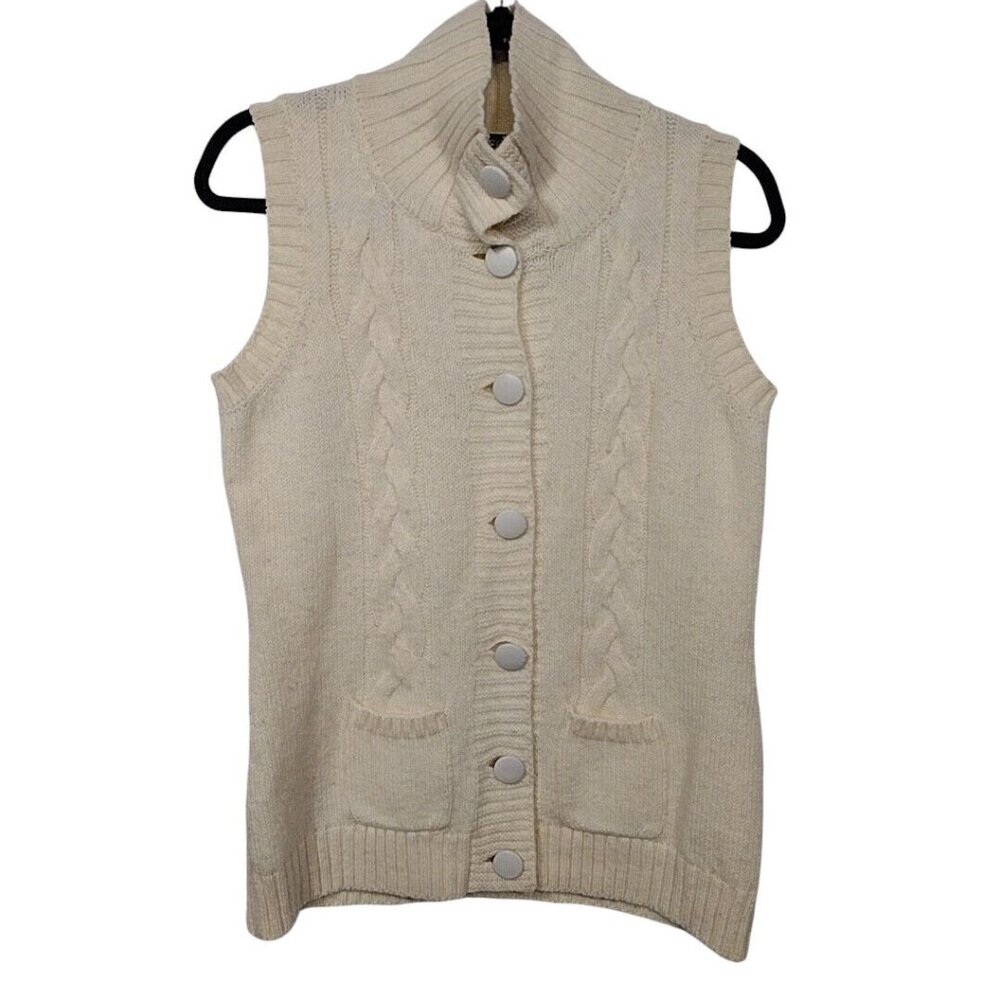 Spica Sweater Womens Large Vest Alpaca Wool Cable Knit Button Front Cabincore